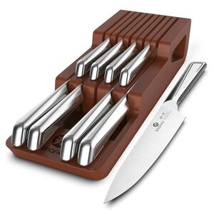 imarku Knife Set, 10 PCS Japanese Stainless Steel Knife Block Set, Kitchen Kn